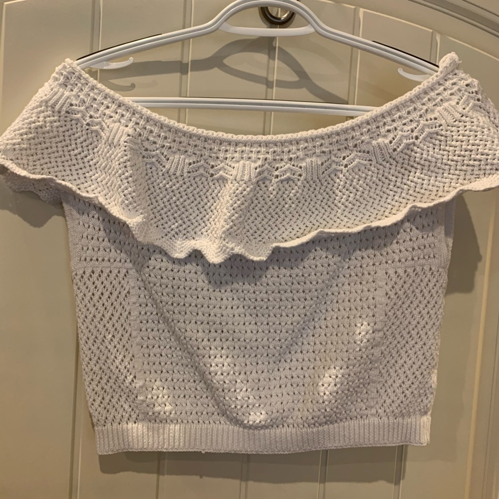Crocheted off the shoulder crop top